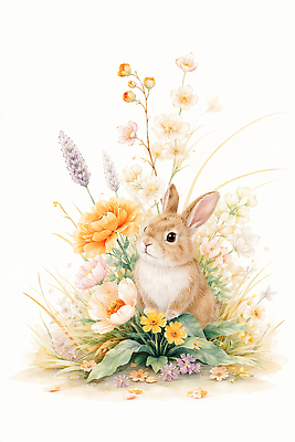 JPG 모양 식물 동물 꽃 화초 예술 상징 컬러 일러스트 자연 생명 생물 풍경 여름 반려동물 귀여움 정원 토끼 식물원 국내일러스트 AI일러스트 AI콘텐츠 계절 컨셉 포유류 생태계 파일형식