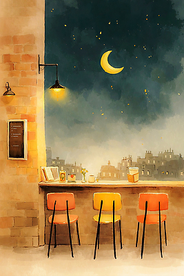 JPG 예술 컬러 의자 일러스트 창문 모션 하늘 조명 수채화 풍경 건물 일상 감상 공간 카페 달 도시 분위기 창가 풍경화 국내일러스트 AI일러스트 AI콘텐츠 자연요소 건축물 가구 컨셉 라이프 상점 그림 파일형식