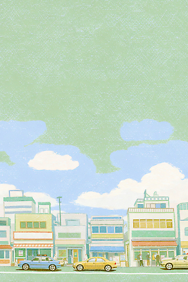 JPG 이동 일러스트 모션 자동차 하늘 아침 거리 사람 풍경 여러명 건물 일상 생활 쇼핑 상점 공간 도시 상업 이미지 지역 국내일러스트 AI일러스트 AI콘텐츠 주간 건축물 육상교통 다수 컨셉 라이프 파일형식