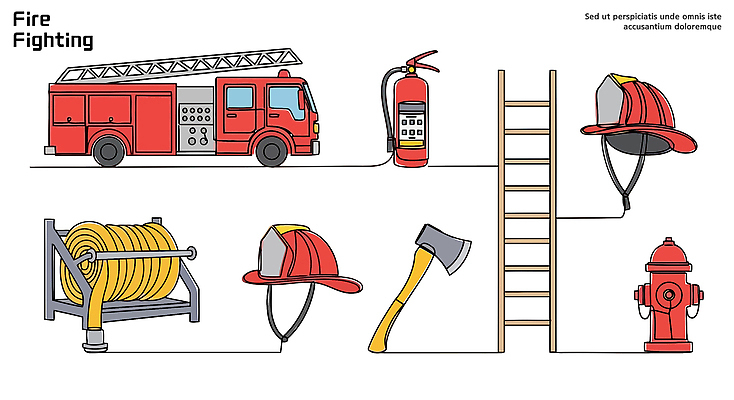 일러스트 사다리 안전 장비 응급 구출 소방관 소방 연습 화재 도끼 소방차 소화기 소화전 구급 소방관모자 화재예방 화재진압 국내일러스트 AI파일 모자_잡화 자동차 도구 긴급 도움 안전장비 구조원 사건 예방 진압 파일형식 벡터