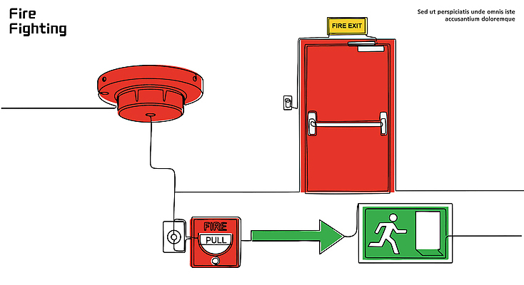 일러스트 그래프 설계 안전 구출 탈출 화재 소화기 대피 비상탈출 소방시설 안내표지판 국내일러스트 AI파일 컨셉 도움 표지판 안전장비 소방 사건 시설 파일형식 벡터
