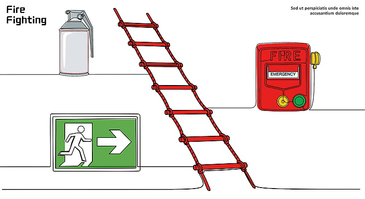 일러스트 사다리 표시 경고 안전 장비 응급 긴급 구출 소방 신호 화재 안전교육 소화기 대피 방화 설치물 소방교육 국내일러스트 AI파일 교육 도구 도움 안전장비 사건 파일형식 벡터