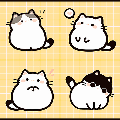 동물 캐릭터 디자인 감정 컬러 백그라운드 일러스트 표정 미소 웃음 귀여움 고양이 놀람 슬픔 스케치 국내일러스트 AI파일 컨셉 포유류 미술 반려동물 파일형식 벡터