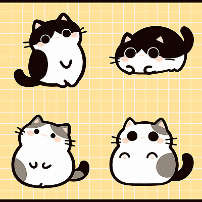 동물 캐릭터 디자인 포즈 일러스트 표정 앉기 귀여움 고양이 표현 그리기 그림 격자 베이지색 특징 스타일 국내일러스트 AI파일 컬러 컨셉 무늬 포유류 모션 반려동물 파일형식 벡터