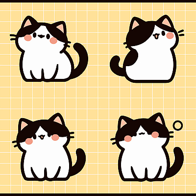 동물 캐릭터 디자인 포즈 일러스트 털 표정 노란색 귀여움 고양이 표현 그림 격자 동물그림 창의성 국내일러스트 AI파일 컬러 컨셉 무늬 포유류 반려동물 파일형식 벡터