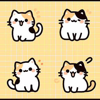 동물 캐릭터 포즈 백그라운드 일러스트 장난 털 표정 사랑 웃음 반려동물 귀여움 고양이 그림 동시 국내일러스트 AI파일 감정 컨셉 포유류 파일형식 벡터