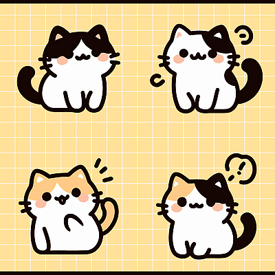 동물 캐릭터 디자인 컬러 백그라운드 일러스트 표정 그래픽 귀여움 고양이 그림 정사각형 심플 국내일러스트 AI파일 도형 컨셉 포유류 반려동물 파일형식 벡터