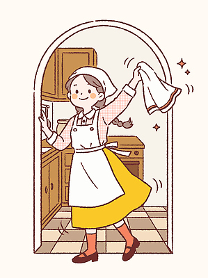 여자 행복 가사 일러스트 가족 주방용품 아침 요리 일상 생활 주방 요리사 식사 기쁨 가전제품 식탁보 저녁 청소 점심 국내일러스트 AI파일 주간 직업 감정 생활용품 관계 사람 라이프 야간 파일형식 벡터