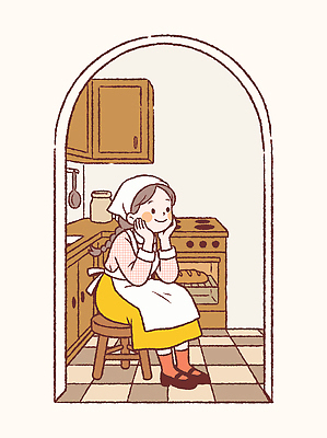 손 여자 생각 의자 일러스트 가족 주방용품 선반 주택 요리 일상 주방 식사 오븐 냄비 먹기 정리 계량컵 쌀가루 국내일러스트 AI파일 가구 생활용품 관계 모션 사람 건물 라이프 신체부위 컵 가전제품 솥 가루 계량 파일형식 벡터