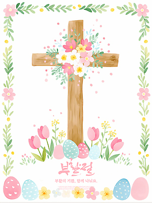 PSD 전통 디자인 꽃 종교 상징 컬러 십자가 일러스트 자연 부활절 기념 풍경 이벤트 목재 그래픽 장식 알 봄 튤립 억새꽃 국내일러스트 나무 식물 계절 기념일 재료 생태계 파일형식