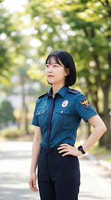 JPG 나무 편집이미지 직업 공원 유니폼 모션 서기 안전 햇빛 청바지 자신감 경찰 정박 의료성형뷰티 편집실사 AI인물포토 AI콘텐츠 식물 옷 공공시설 감정 배_교통 바지 태양 CG 파일형식 AI포토