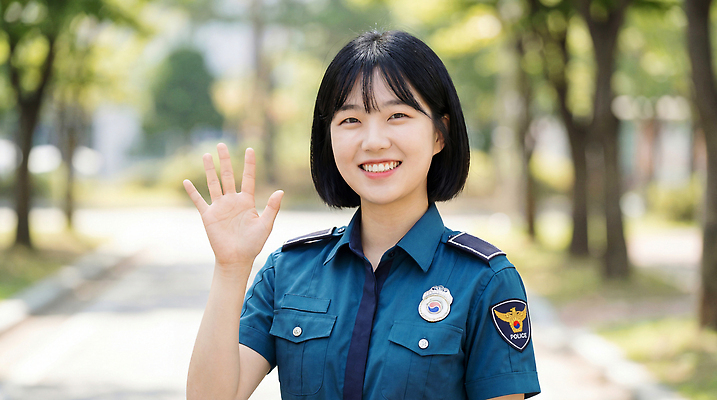 JPG 주간 나무 편집이미지 직업 공원 길 하늘 친절 미소 안전 촬영 메시지 경찰 호기심 소통 손흔들기 의료성형뷰티 편집실사 AI인물포토 AI콘텐츠 자연요소 식물 공공시설 감정 컨셉 모션 표정 CG 파일형식 AI포토