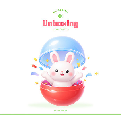PSD 편집이미지 캐릭터 빨간색 파란색 세트 장난감 3D 귀여움 알 놀람 기쁨 토끼 오픈 즐거움 색종이 뽑기 랜덤박스 언박싱 편집3D 감정 종이 컬러 컨셉 포유류 표정 선물 반려동물 디지털합성 파일형식