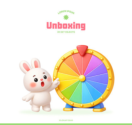 PSD 동물 편집이미지 캐릭터 디자인 어린이 컬러 놀이 세트 장난감 3D 귀여움 토끼 바퀴 즐거움 뽑기 랜덤박스 언박싱 편집3D 감정 컨셉 포유류 선물 사람 반려동물 디지털합성 파일형식