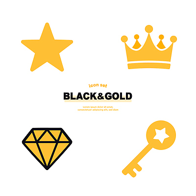 모양 아이콘 디자인 별 예술 열쇠 왕관 그래픽 장식 세트 검은색 금색 황금 심볼 다이아몬드 2D아이콘 AI파일 자연요소 컬러 보석 파일형식 벡터
