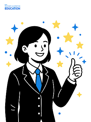 학생 여자 교육 남자 감정 교복 별 백그라운드 일러스트 모션 성공 웃음 사람 정장 반짝임 믿음 표현 최고 자신감 어깨 긍정 소통 국내일러스트 AI파일 자연요소 옷 컨셉 표정 신체부위 파일형식 벡터