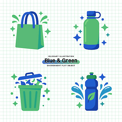 디자인 가방 일러스트 초록색 파란색 자연보호 환경 재활용 쓰레기통 플랫 소비 보호 폐기물 플라스틱 물병 그림 친환경 에너지절약 국내일러스트 AI파일 잡화 컬러 컨셉 자연 재질 에너지 절약 쓰레기 물통 파일형식 벡터