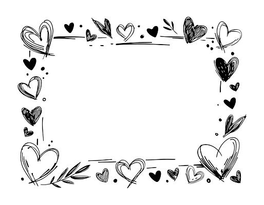 모양 무늬 촬영기법 파일형식 벡터 하트 디자인 프레임 장식 흑백 그림 선 도안 배열 크기 심플 테마 패턴 손그림 표현 일러스트 국내일러스트 AI파일