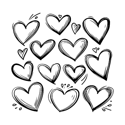 모양 감정 무늬 촬영기법 파일형식 벡터 하트 사랑 디자인 그림 표현 심플 크기 배열 선 윤곽 패턴 예술 창작 그래픽 흑백 일러스트 국내일러스트 AI파일