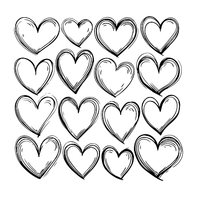 모양 감정 무늬 촬영기법 미술 파일형식 벡터 하트 그림 도형 패턴 디자인 손그림 흑백 크기 그래픽 심볼 예술 사랑 표현 선 스케치 장식 일러스트 국내일러스트 AI파일