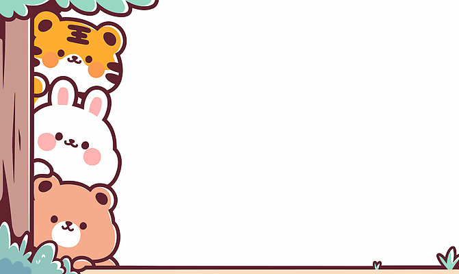 식물 동물 시선 감정 컨셉 포유류 관계 모션 반려동물 파일형식 벡터 토끼 곰 호랑이 숲 나무 친구 숨기 응시 귀여움 스티커 캐릭터 놀이 즐거움 비디오 그림 디자인 일러스트 국내일러스트 AI파일 프레임