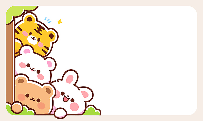 식물 동물 감정 컨셉 포유류 모션 반려동물 파일형식 벡터 캐릭터 호기심 표정 나무 숲 귀여움 즐거움 표범 곰 토끼 표현 숨기 인형 일러스트 국내일러스트 AI파일 프레임