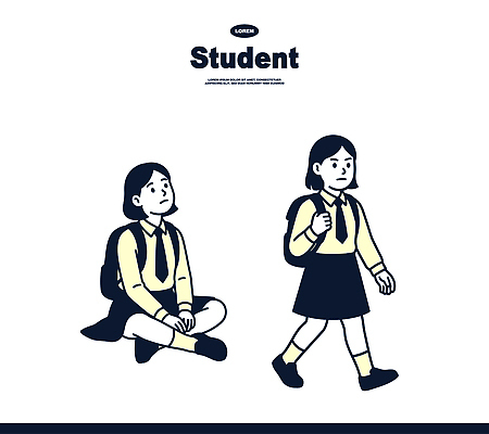 학생 여학생 여자 교육 남자 교복 포즈 가방 일러스트 학교 모션 청소년 대화 앉기 일상 친구 학습 걷기 만남 국내일러스트 AI파일 잡화 옷 컨셉 관계 말하기 사람 라이프 파일형식 벡터