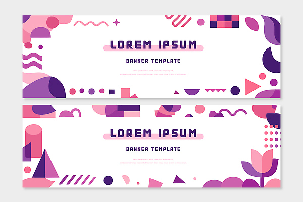 도형 템플릿 디자인 배너 배너템플릿 가로배너 컬러 패턴 그래픽 장식 보라색 모던 창의성 배너세트 AI파일 무늬 가로 세트 파일형식 벡터
