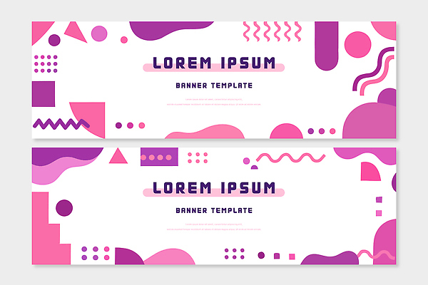 도형 템플릿 디자인 배너 배너템플릿 가로배너 예술 컬러 그래픽 홈페이지 보라색 작업 기본 소셜미디어 창의성 스타일 배너세트 AI파일 가로 세트 파일형식 벡터