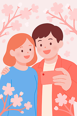 식물 계절 꽃 감정 다수 컨셉 관계 표정 사람 소풍 사진촬영 봄 생태계 파일형식 벡터 벚꽃 친구 셀프카메라 나무 웃음 즐거움 풍경 컬러 외출 자연 사랑 만남 여러명 행복 캐릭터 국내일러스트 일러스트 AI파일 데이트 커플 봄소풍