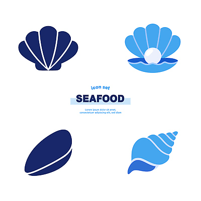 조개 어패류 파일형식 벡터 보험 디자인 심플 백그라운드 바다 조개껍데기 심볼 그래픽 세트 AI파일 일러스트 국내일러스트