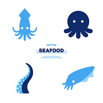 동물 컬러 연체동물 수중동물 파일형식 벡터 디자인 문어 오징어 보험 그래픽 파란색 해산물 바다 생물 캐릭터 AI파일 일러스트 국내일러스트