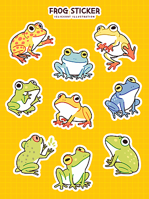 동물 감정 컬러 양서류 사람 생태계 파일형식 벡터 개구리 스티커 장식 노란색 그림 디자인 반려동물 자연 즐거움 교육 어린이 캐릭터 생물 일러스트 국내일러스트 AI파일
