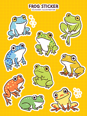 컬러 컨셉 양서류 파일형식 벡터 개구리 스티커 노란색 Cartoon 동물 초록색 파란색 빨간색 포즈 장식 디자인 귀여움 뷰티풀 생태계 캘리그라피 일러스트 국내일러스트 AI파일