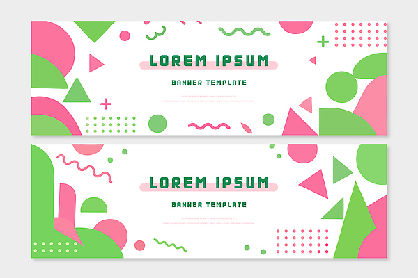도형 템플릿 디자인 배너 배너템플릿 가로배너 분홍색 컬러 백그라운드 그래픽 초록색 세트 흰색 작업 모던 심플 스타일 AI파일 가로 파일형식 벡터