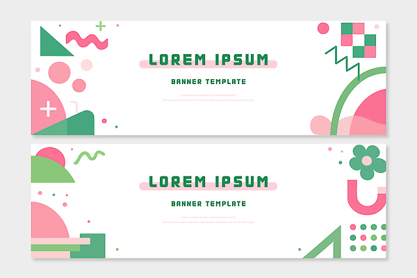 모양 템플릿 디자인 배너 배너템플릿 가로배너 분홍색 컬러 패턴 그래픽 초록색 세트 디지털 배열 프레젠테이션 모던 기하학 마케팅 AI파일 무늬 가로 파일형식 벡터