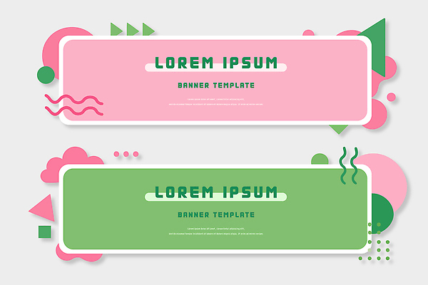 모양 템플릿 디자인 배너 배너템플릿 가로배너 분홍색 컬러 백그라운드 텍스트 그래픽 초록색 세트 다양 알림 모던 구성 창의력 AI파일 다수 가로 파일형식 벡터