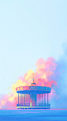 자연요소 도형 공공시설 컬러 파일형식 AI콘텐츠 분수 하늘 연기 수증기 파란색 물 예술 대기 장식 풍경 백그라운드 기능 공원 연결 원형 뷰티풀 창의성 상상 일러스트 국내일러스트 JPG 구름 축제 AI일러스트