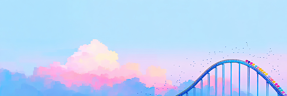 자연요소 감정 육상교통 컬러 다수 컨셉 놀이 대중교통 사람 노을 공간 테마파크 놀이기구 야간 파일형식 AI콘텐츠 롤러코스터 하늘 분홍색 저녁 놀이공원 기차 여러명 풍경 즐거움 레저 자유 스릴 일몰 일러스트 국내일러스트 JPG 구름 축제 AI일러스트