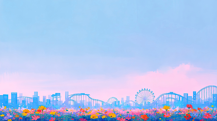 자연요소 식물 건축물 계절 공공시설 꽃 감정 길 다수 교통시설 날씨 사람 테마파크 생태계 파일형식 AI콘텐츠 도시 꽃밭 하늘 놀이공원 건물 풍경 즐거움 여러명 놀이기구 바람 축제 컬러 도로 공원 자연 여름 일러스트 국내일러스트 JPG 구름 AI일러스트