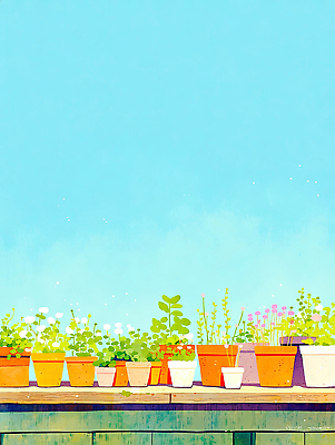 식물 계절 모션 탁자 취미 생태계 파일형식 AI콘텐츠 화분 정원 나무탁자 원예 온실 발코니 화초 자연 물주기 허브 사계절 일러스트 국내일러스트 JPG AI일러스트