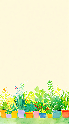 식물 컬러 컨셉 취미 생태계 원예 파일형식 AI콘텐츠 정원 화초 화분 초록색 노란색 배열 풍경 자연 환경 휴식 정원가꾸기 조경 일러스트 국내일러스트 JPG AI일러스트