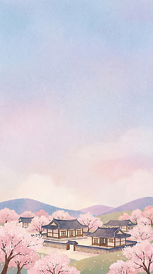 식물 한국전통 계절 건축 꽃 아시아 컬러 고건축 한옥 마을 생태계 파일형식 AI콘텐츠 벚꽃 전통 봄 풍경 산 한국 뷰티풀 자연 만개 조화 건축물 지역 역사 문화 하늘 파란색 일러스트 국내일러스트 JPG 한옥마을 AI일러스트