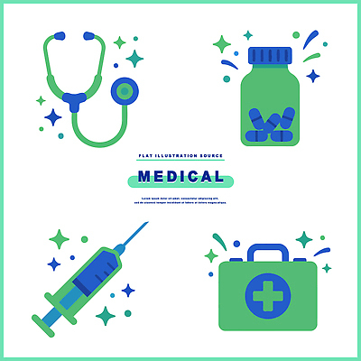 의학 의료기기 약 의료진 병_담는 파일형식 벡터 청진기 주사기 약병 병원 건강 의사 치료 예방 환자 진료 AI파일 일러스트 국내일러스트