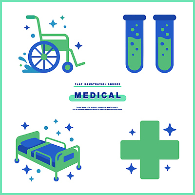 문자 가구 의학 병원 실험기구 의료진 파일형식 벡터 휠체어 침대 시험관 기호 장비 도구 치료 환자 건강 의사 간호사 응급실 AI파일 일러스트 국내일러스트
