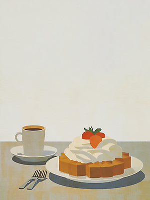 식기 감정 음료 음식 가구 컨셉 과일 디저트 상점 카페 크림 파일형식 AI콘텐츠 케이크 생크림 딸기 커피 탁자 식사 컵 요리 맛 오후 맛있는 즐거움 접시 일러스트 국내일러스트 JPG 홈카페 AI일러스트