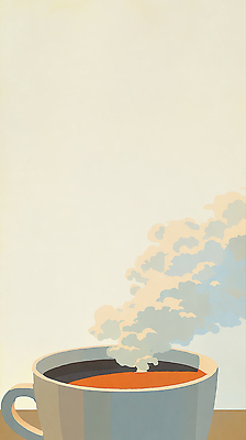 주간 식기 감정 음료 컨셉 상점 카페 해조류 파일형식 AI콘텐츠 커피 컵 김 뜨거움 아침 따뜻함 졸음 디지털 단순화된 백그라운드 준비 행복 휴식 향 여유 디자인 일러스트 국내일러스트 JPG 홈카페 AI일러스트