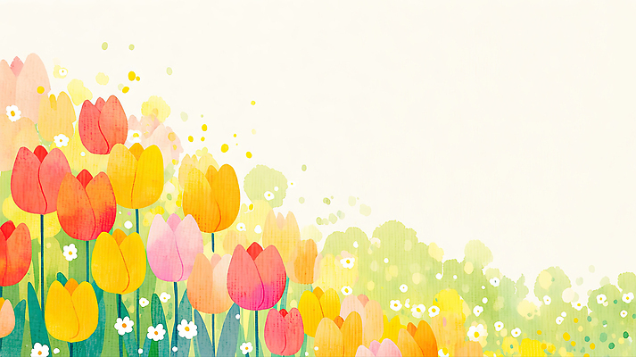 식물 계절 꽃 생태계 파일형식 AI콘텐츠 튤립 봄 풍경 컬러 그림자 자연 백그라운드 화초 정원 꽃밭 뷰티풀 성장 꽃씨 꽃봉오리 일러스트 국내일러스트 JPG AI일러스트