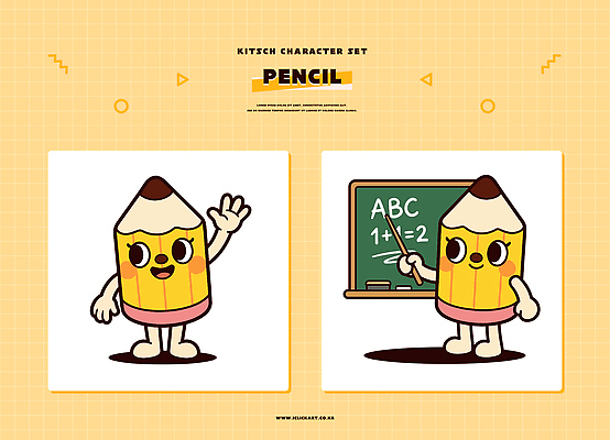문자 캐릭터 교육 학교 모션 학용품 사람 필기구 예절 파일형식 벡터 연필 교실 인사 칠판 수업 설명 숫자 어린이 디자인 그리기 컬러 기초 놀이 창의성 학습 일러스트 일러캐릭터 AI파일