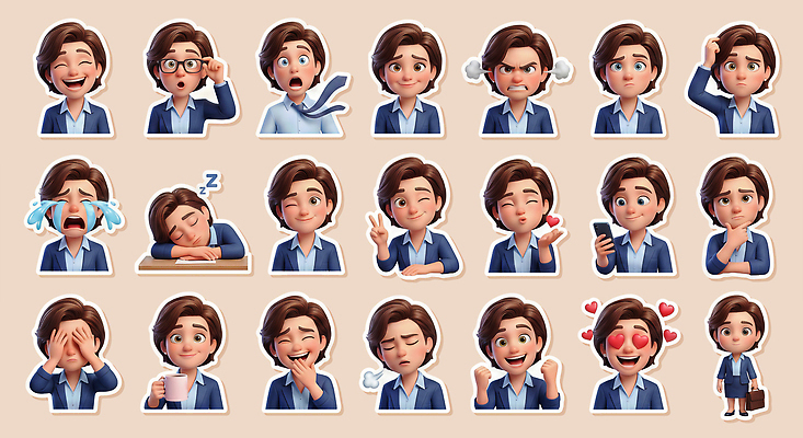 옷 여자 감정 컨셉 비즈니스 표정 3D 직장인 파일형식 스티커 캐릭터 표현 기쁨 슬픔 놀람 귀여움 소통 즐거움 디자인 편집이미지 편집3D PSD 정장 비즈니스우먼